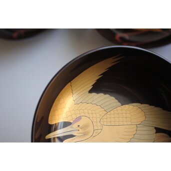 梶川 蒔絵 鶴椀 ５客　Q424 