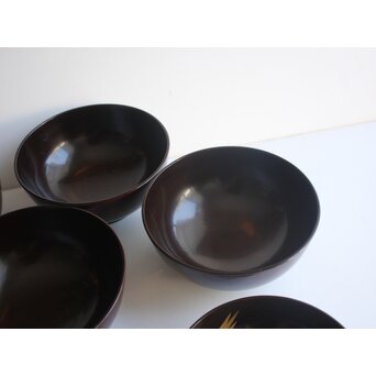 梶川 蒔絵 鶴椀 ５客　Q424 
