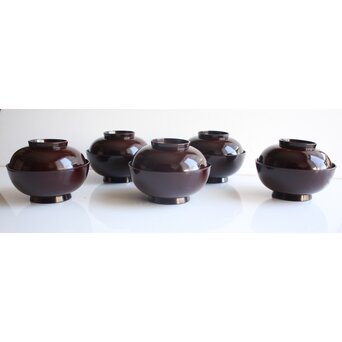 梶川 蒔絵 鶴椀 ５客　Q424 