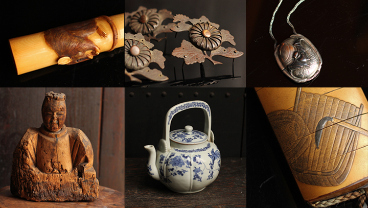 象牙工艺品,铜器金属工艺品,银器香道具,木雕刻品,古伊万里水柱,漆工印籠